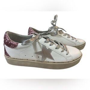 ShuShop White Sneakers with Pink Glitter and inspirational sayings!